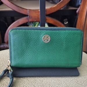 Tory Burch Double Zip Wallet with Gold Hardware